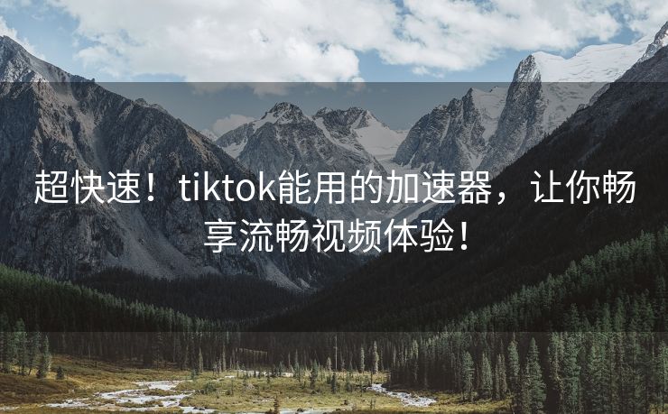 超快速！tiktok能用的加速器，让你畅享流畅视频体验！