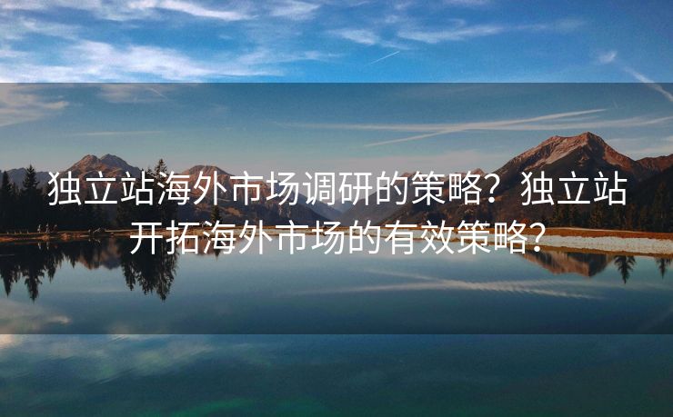 独立站海外市场调研的策略？独立站开拓海外市场的有效策略？