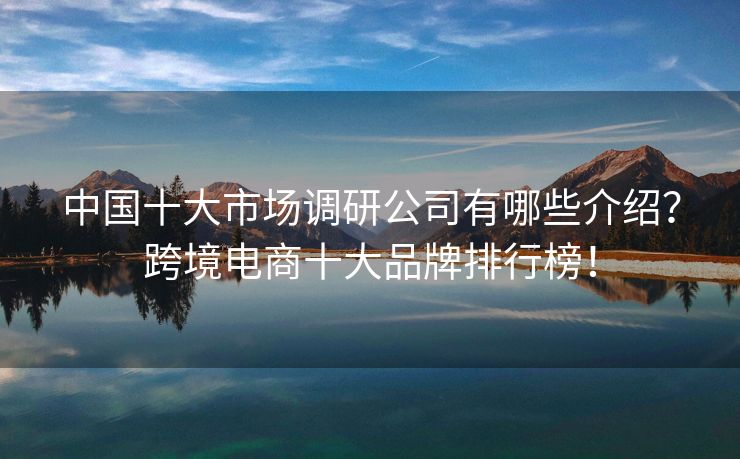 中国十大市场调研公司有哪些介绍？跨境电商十大品牌排行榜！