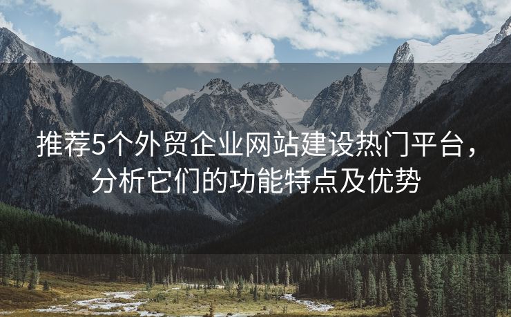 推荐5个外贸企业网站建设热门平台，分析它们的功能特点及优势