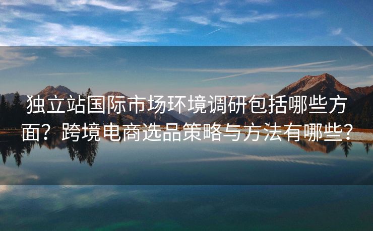 独立站国际市场环境调研包括哪些方面？跨境电商选品策略与方法有哪些？